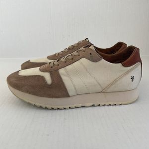 Frye Ludlow Runner Mens Cream & Brown Canvas Leat… - image 1